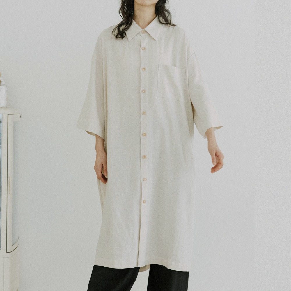 unisex wide sleeve long shirts natural [3color]