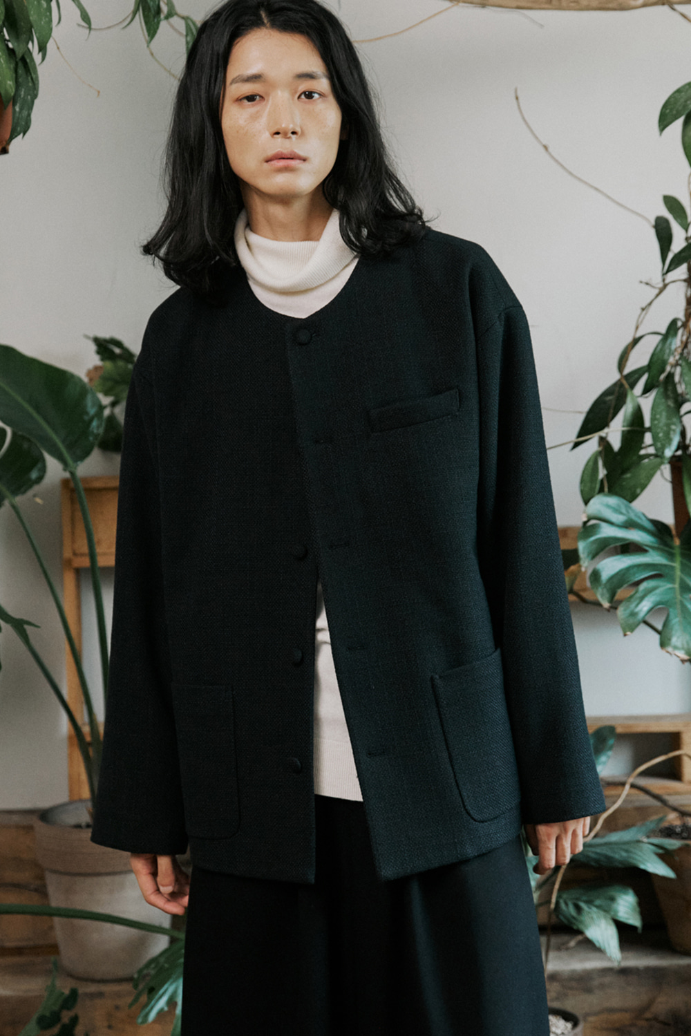 unisex tweed jacket black [3color]