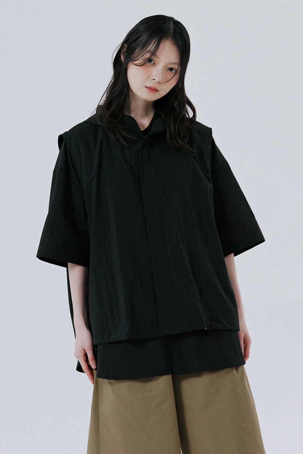 unisex hood vest black [4color]
