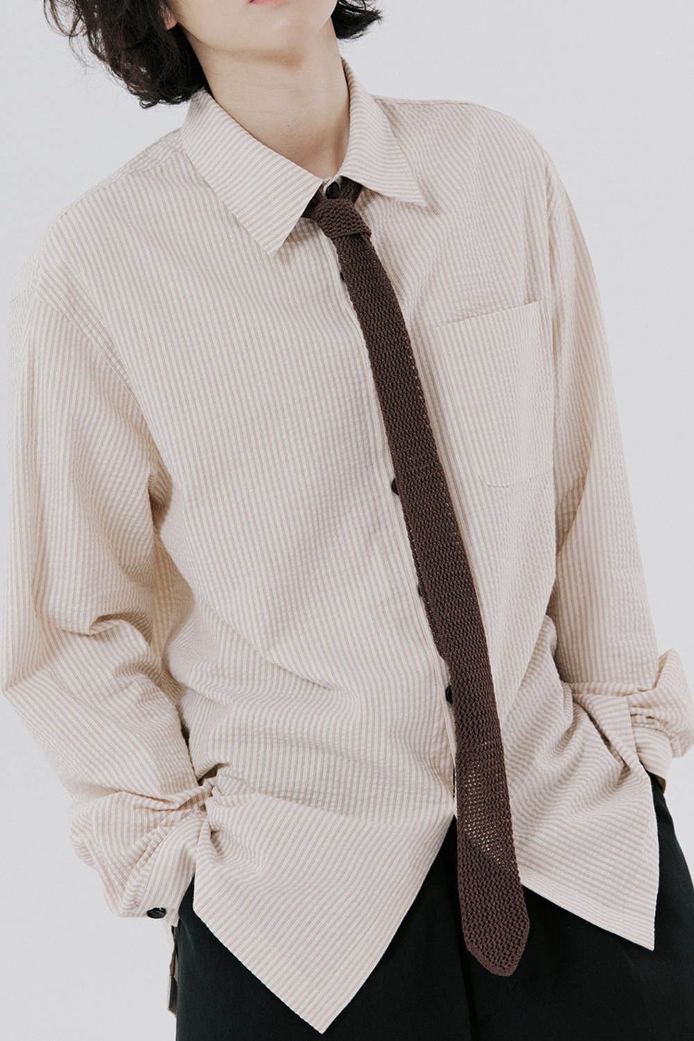 unisex stripe shirts beige [2color]