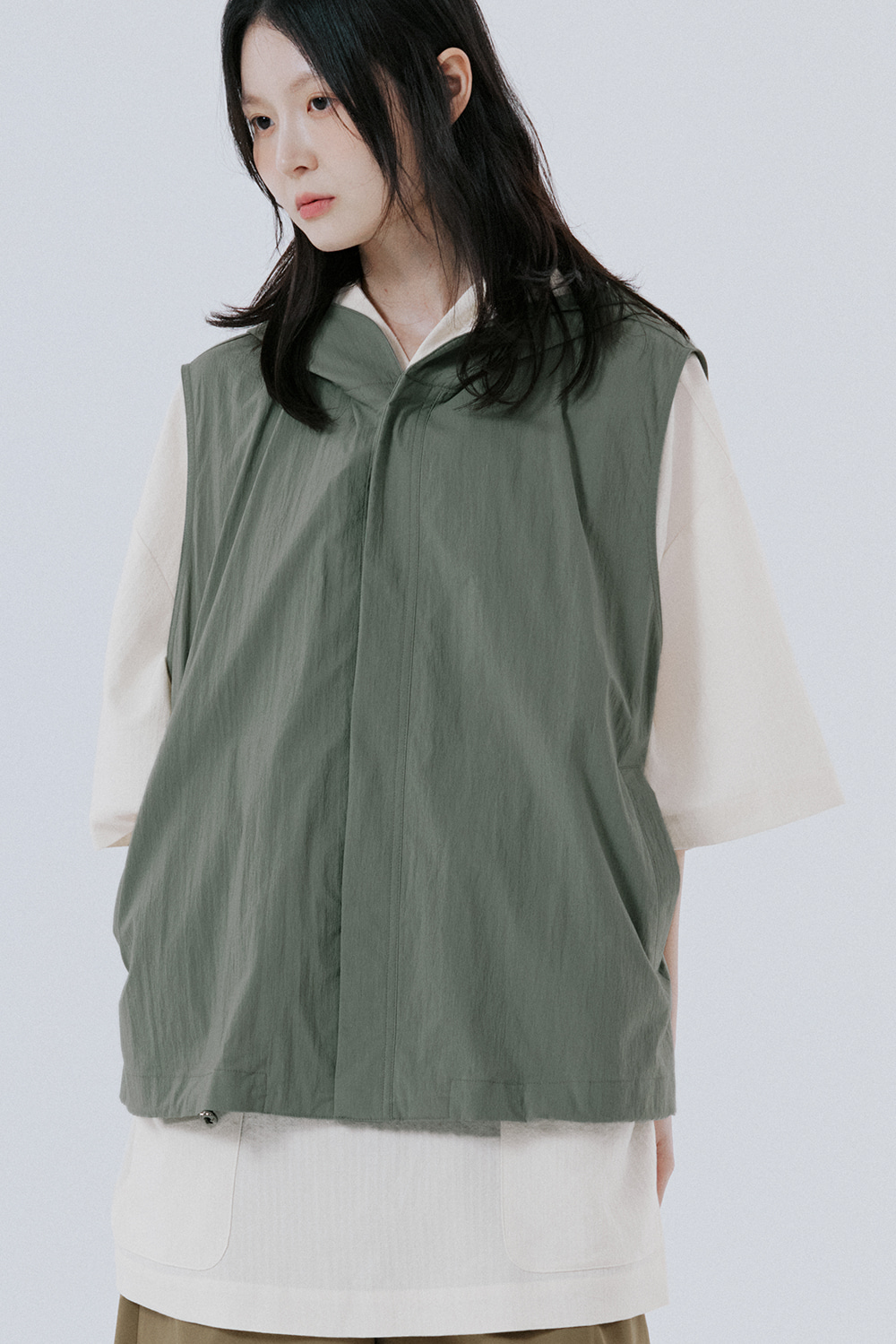 unisex hood vest bright khaki [4color]