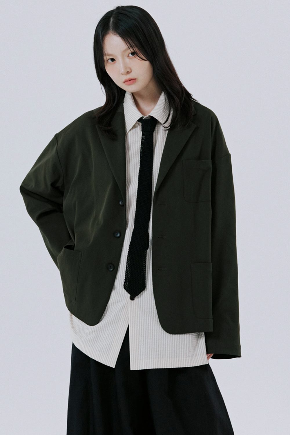 unisex tailored jacket khaki [2color]