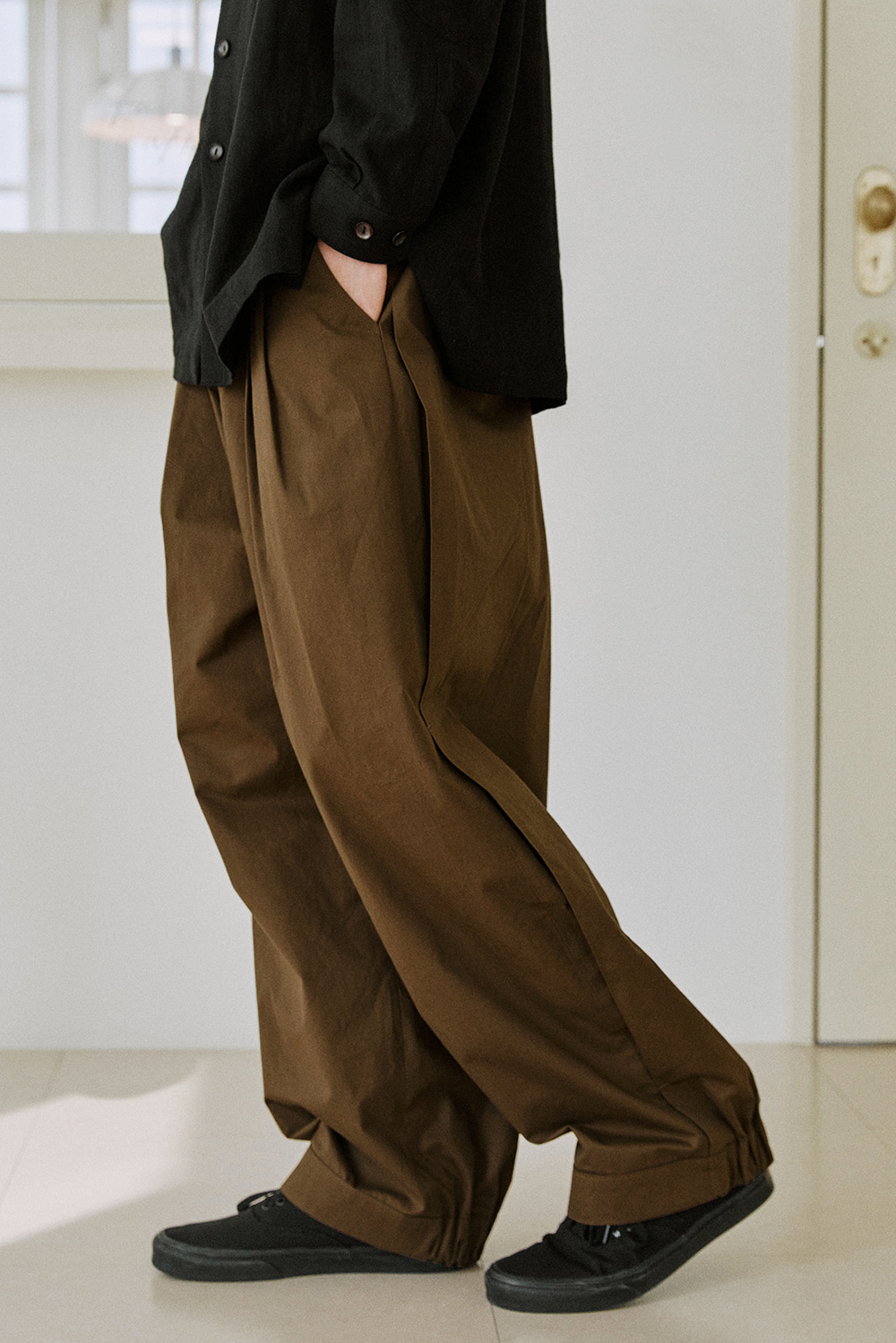 unisex side balloon pants brown [3color]