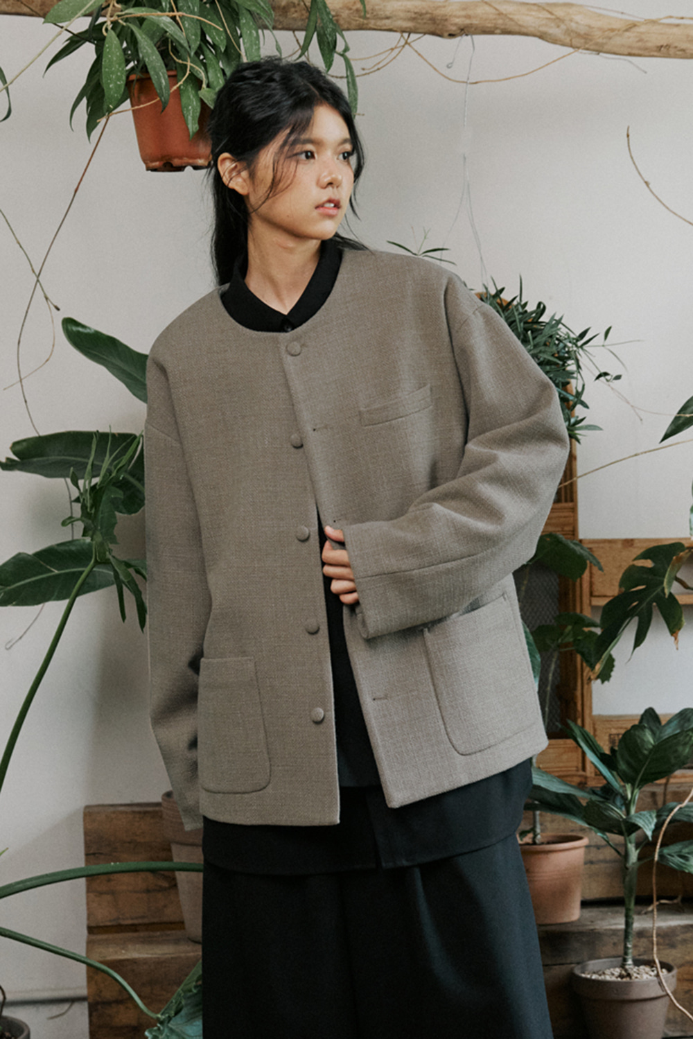 unisex tweed jacket beige [3color]