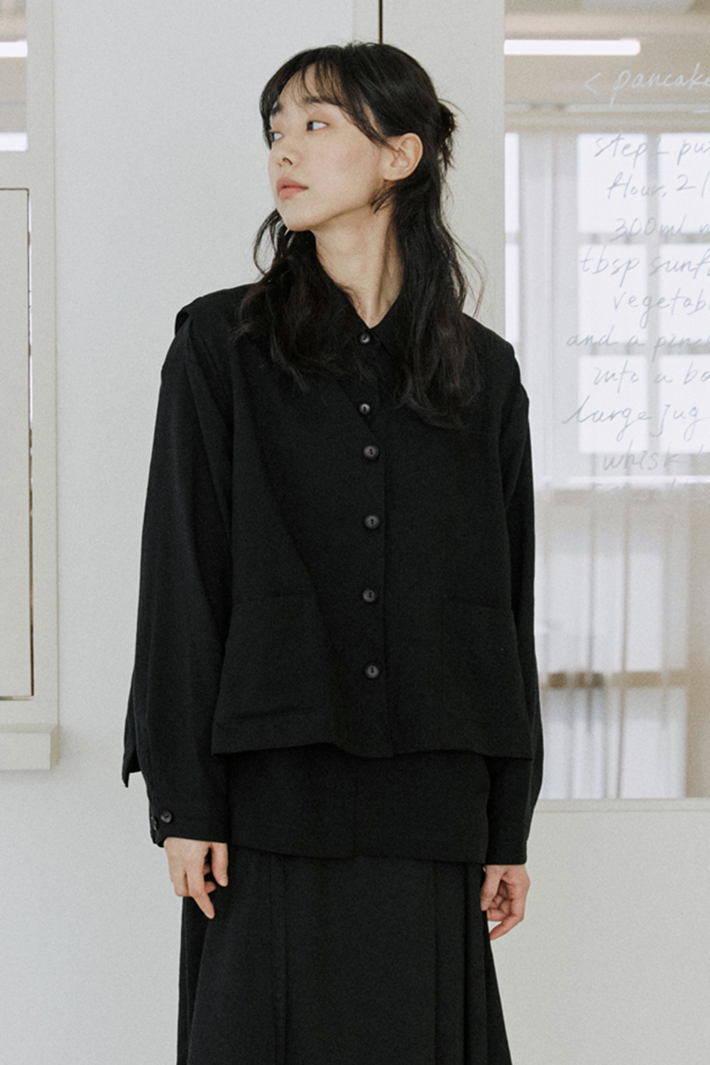 linen vest shirts black [2color]