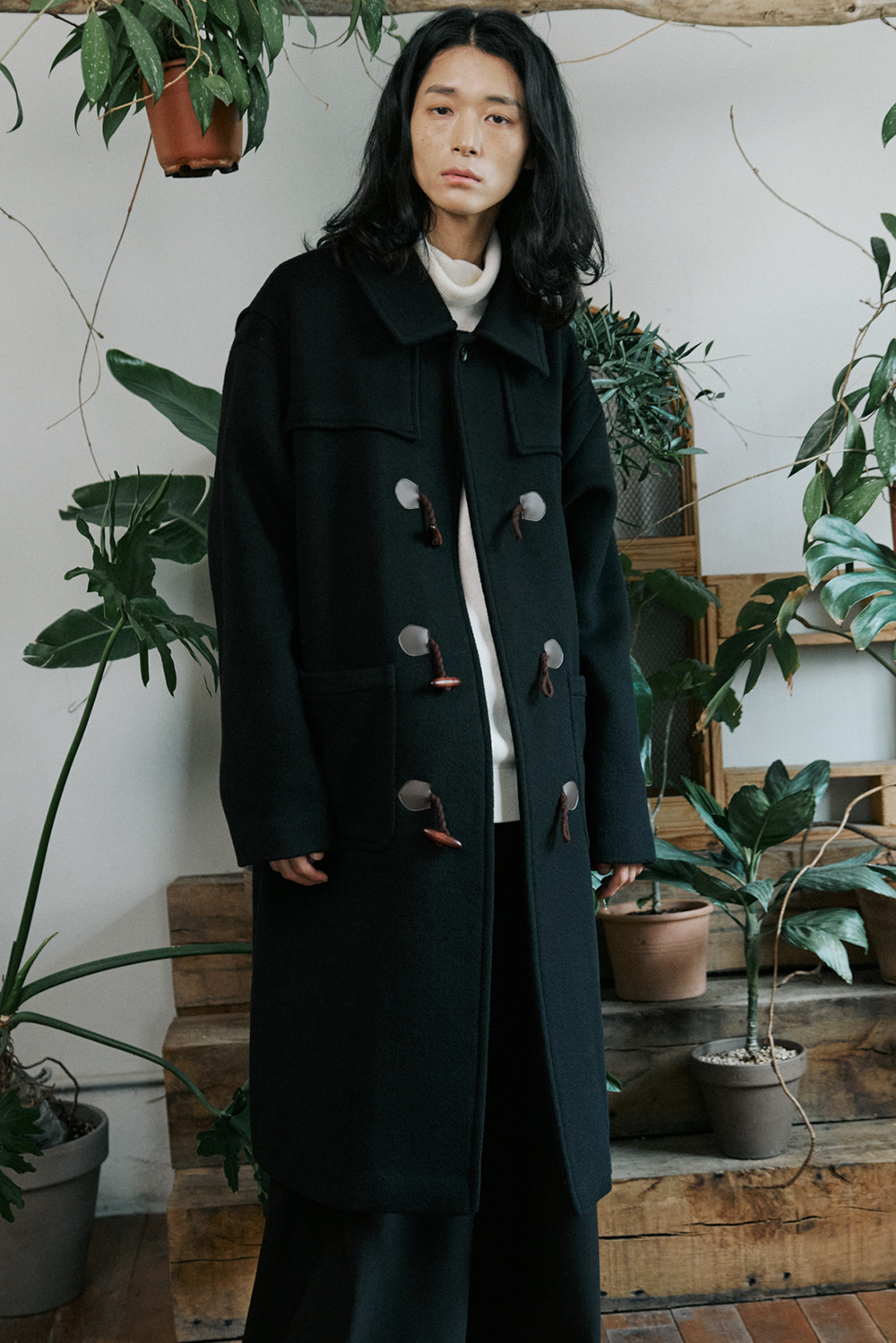 unisex cashmere duffle coat black [ 3color ]