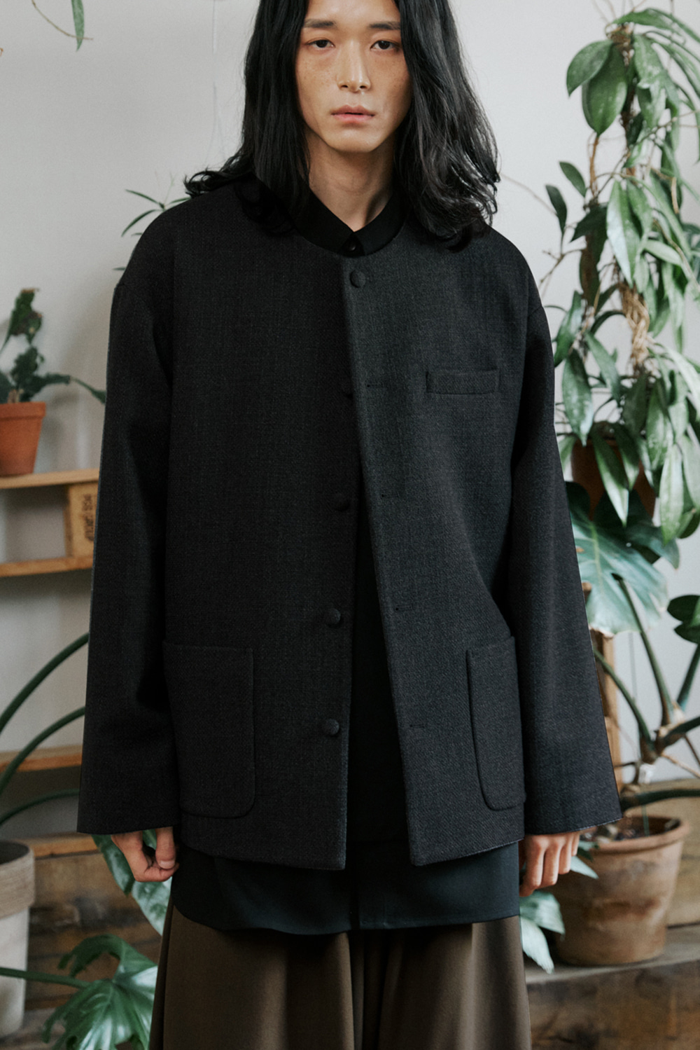 unisex tweed jacket charcoal [3color]