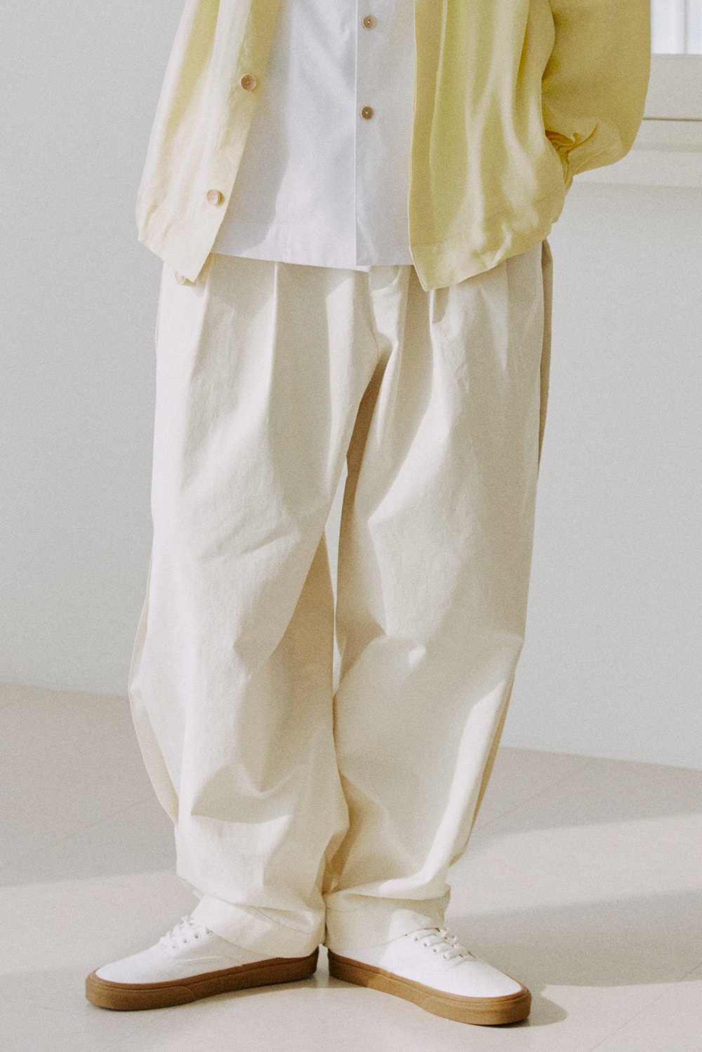 unisex side balloon pants cream [3color]