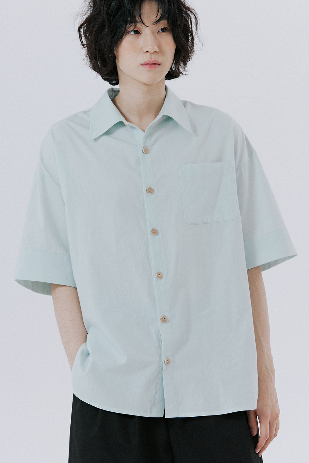 unisex cuffs shirts skyblue [4color]