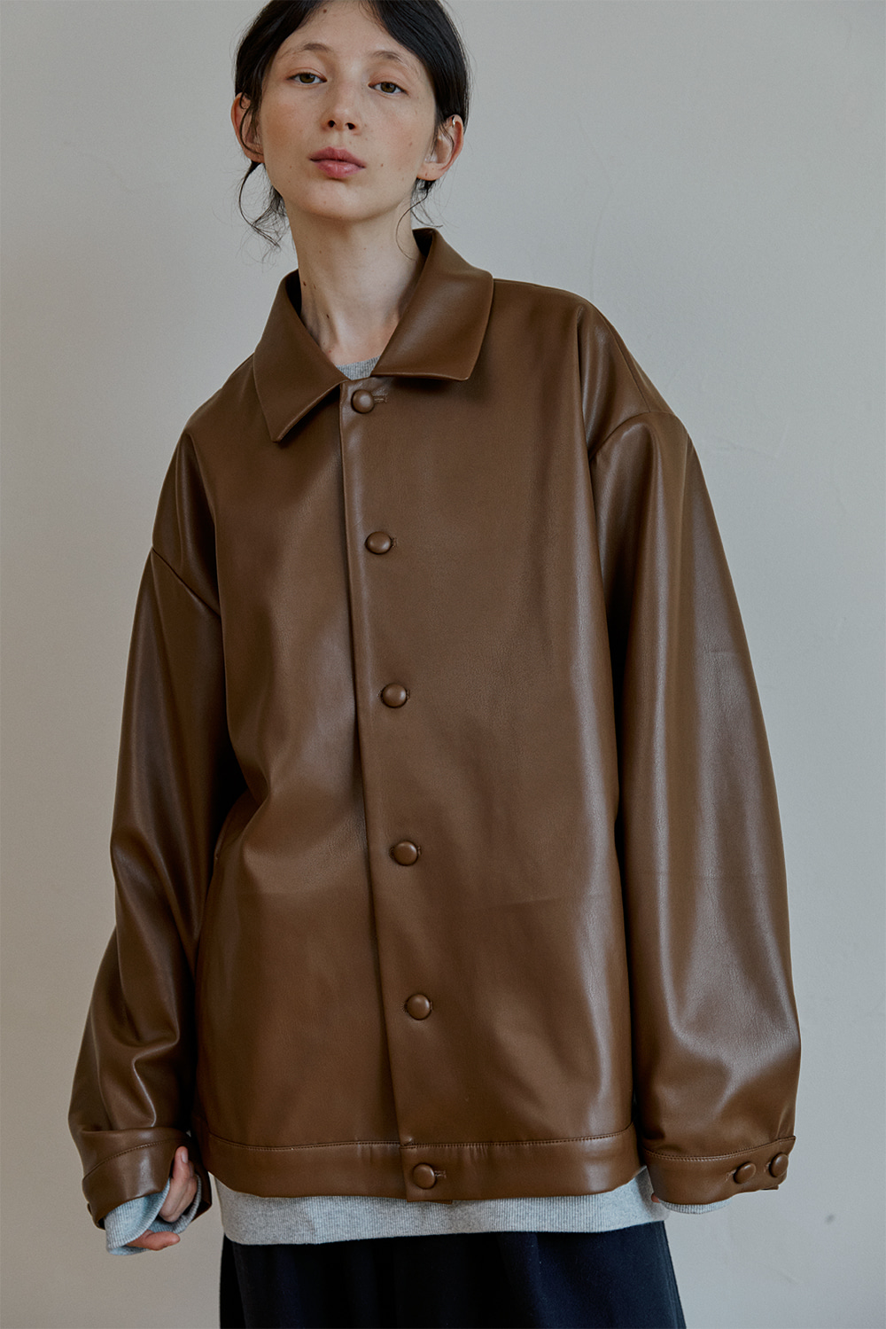 unisex reather jacket camel [3color]
