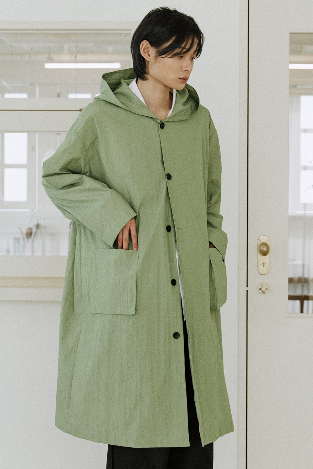 unisex long hood coat bright khaki [3color]