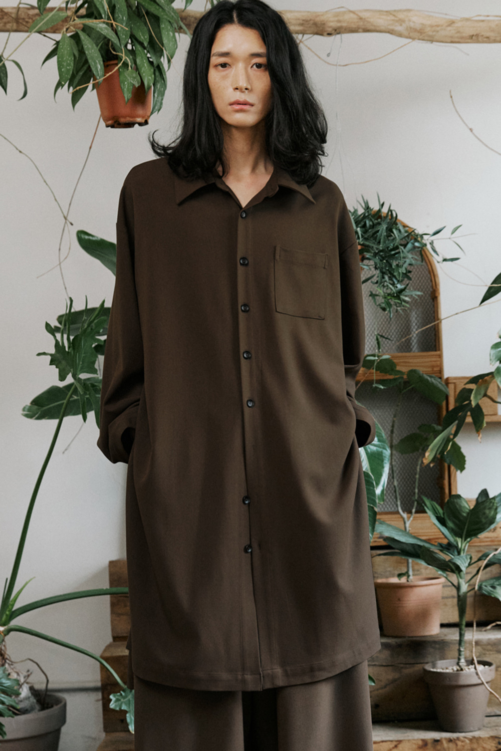 unisex jungle long shirts brown [3color]